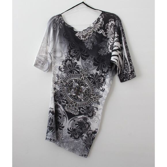 Crimson Ivy Womens A-Symmetrical off The Shoulder Sweater Grey Size L Pre-Owned - Picture 1 of 5